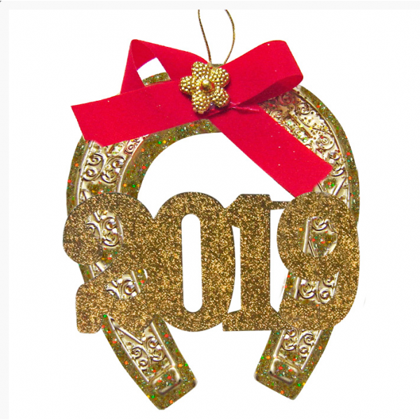 Χριστουγεννιάτικο Κρεμαστό Πέταλο Χρυσό, με 2019 (12cm)